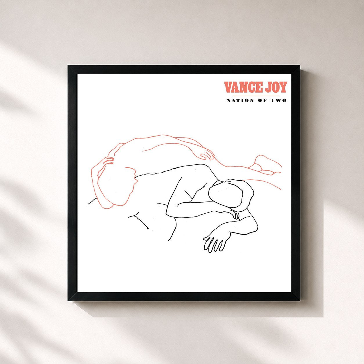 #noir Tableau carré de l'album Nation of Two de Vance Joy, cadre noir 32x32 cm