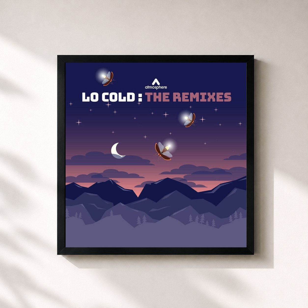 #noir Tableau carré de l'album Lo Cold: The Remixes de Ben Cocks, cadre noir 32x32 cm