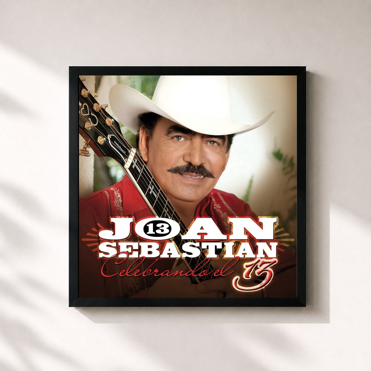 #noir Tableau carré de l'album 13 Celebrando El 13 de Joan Sebastian, cadre noir 32x32 cm