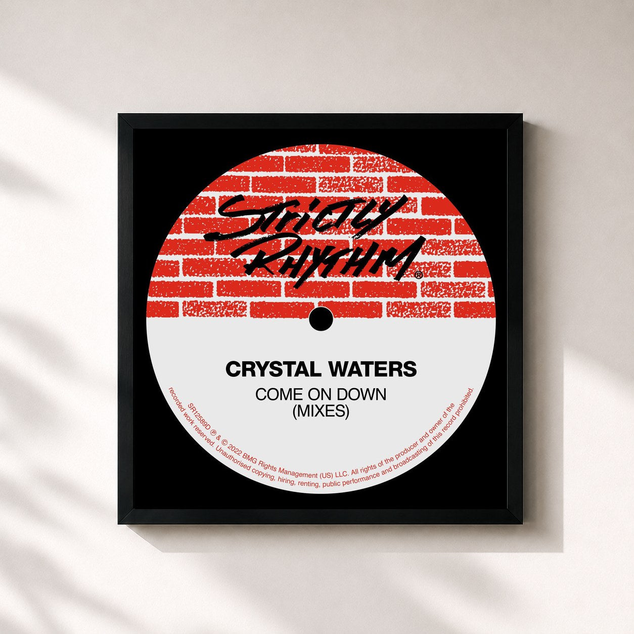 #noir Tableau carré de l'album Come On Down (Mixes) de Crystal Waters, cadre noir 32x32 cm