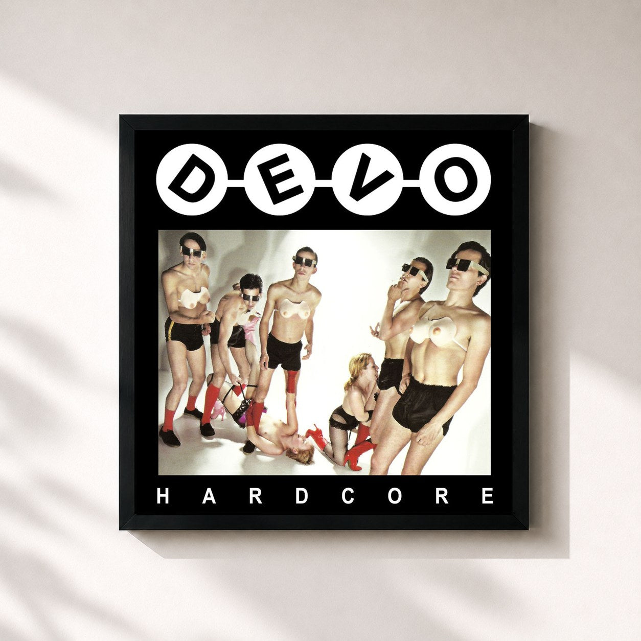 #noir Tableau carré de l'album Hardcore (Collector's Edition) de DEVO, cadre noir 32x32 cm