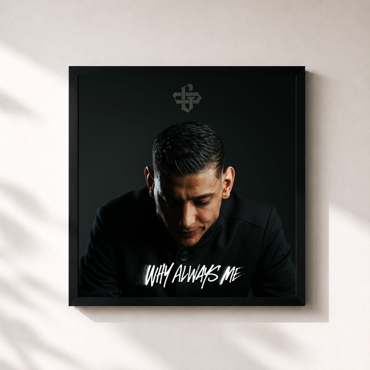 #noir Tableau carré de l'album WHY ALWAYS ME de O.G., cadre noir 32x32 cm