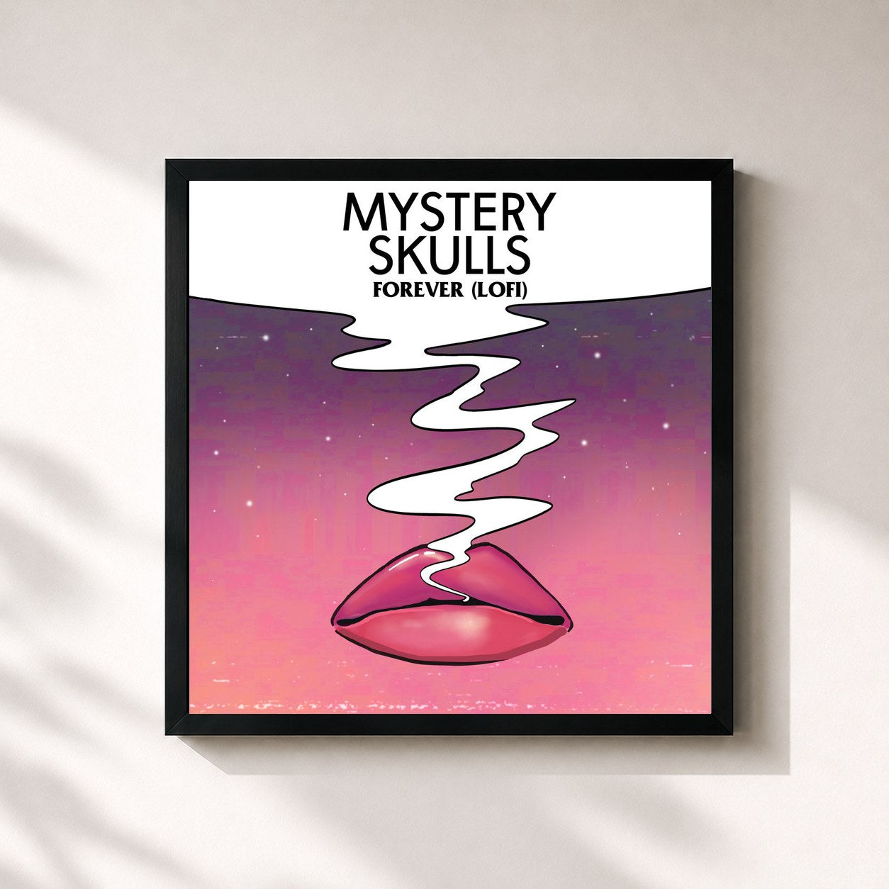 #noir Tableau carré de l'album Forever (Lofi) de Mystery Skulls, cadre noir 32x32 cm