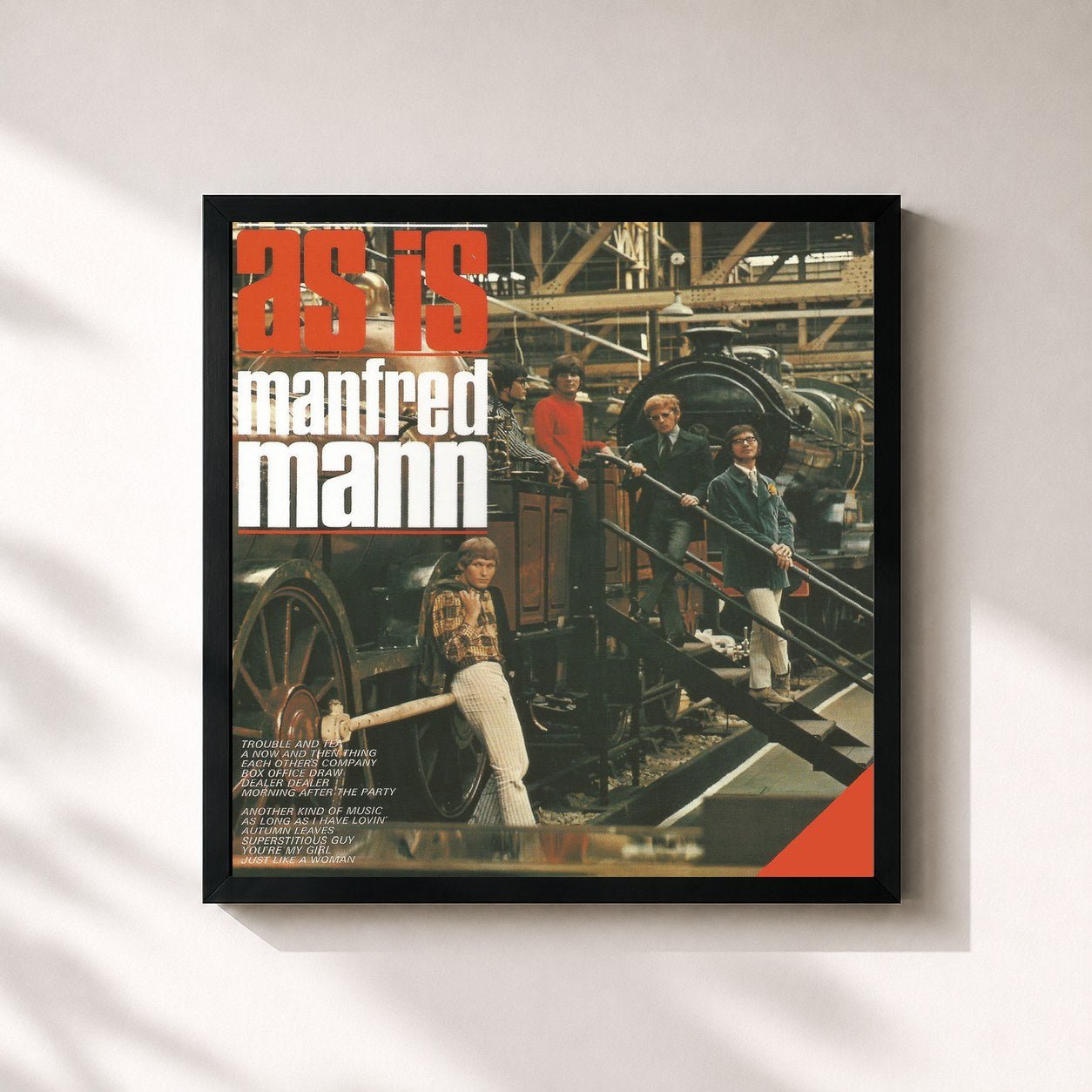 #noir Tableau carré de l'album As Is de Manfred Mann, cadre noir 32x32 cm