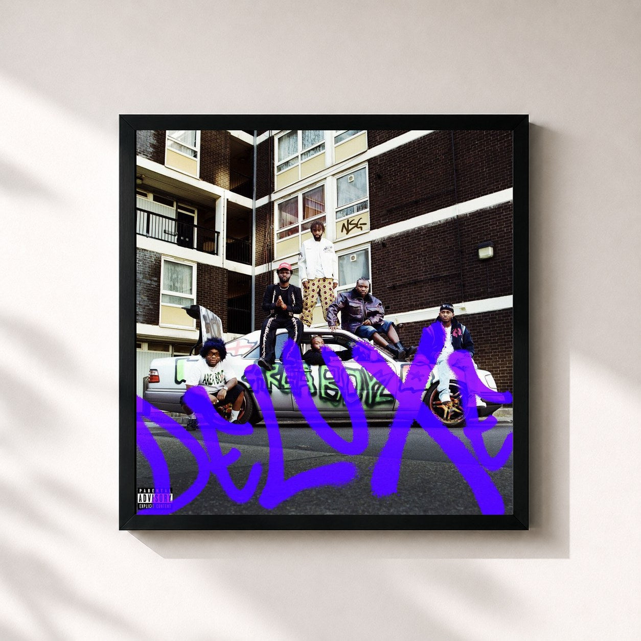 #noir Tableau carré de l'album AREA BOYZ (DELUXE) de NSG, cadre noir 32x32 cm
