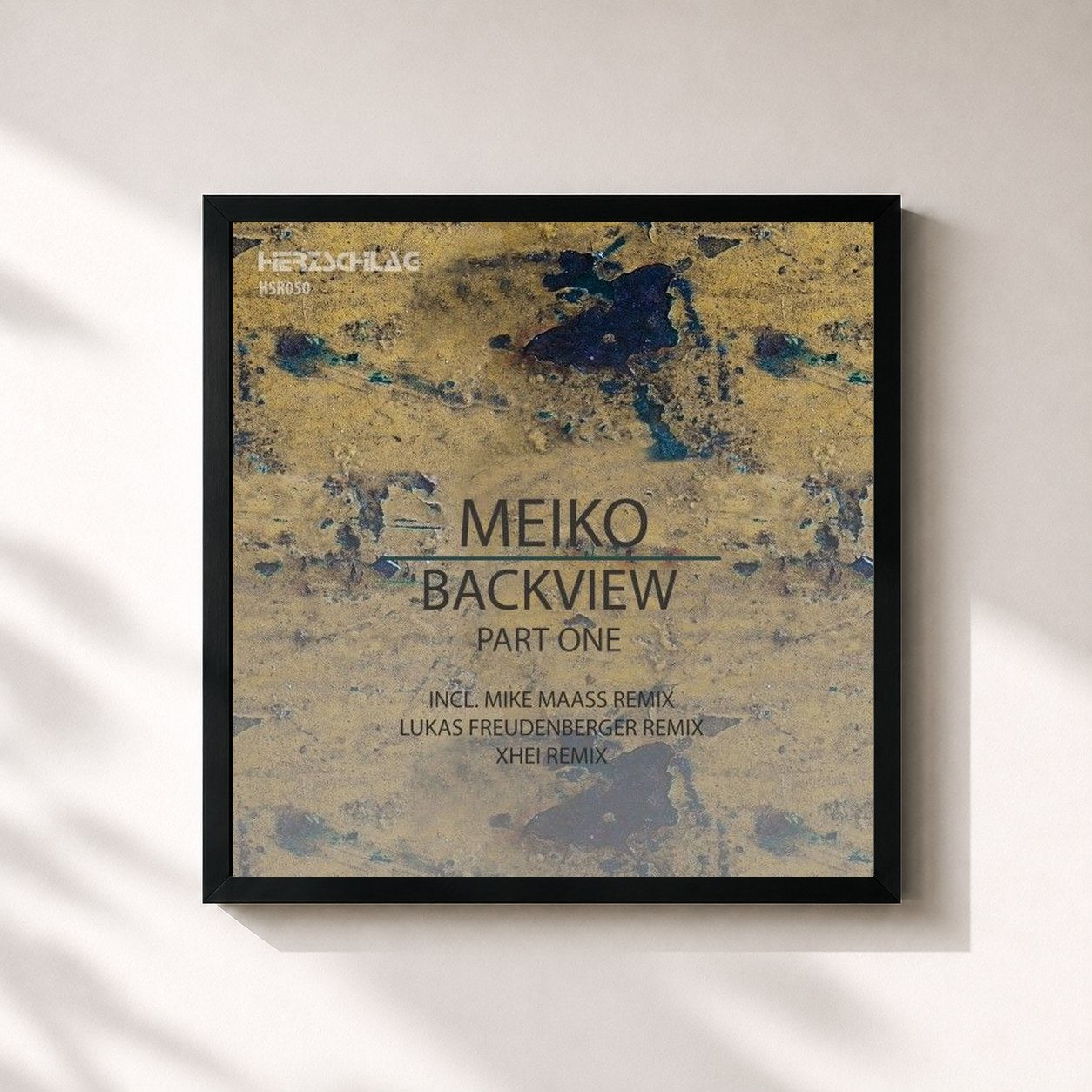 #noir Tableau carré de l'album Backview, Pt. 1 de Meiko, cadre noir 32x32 cm