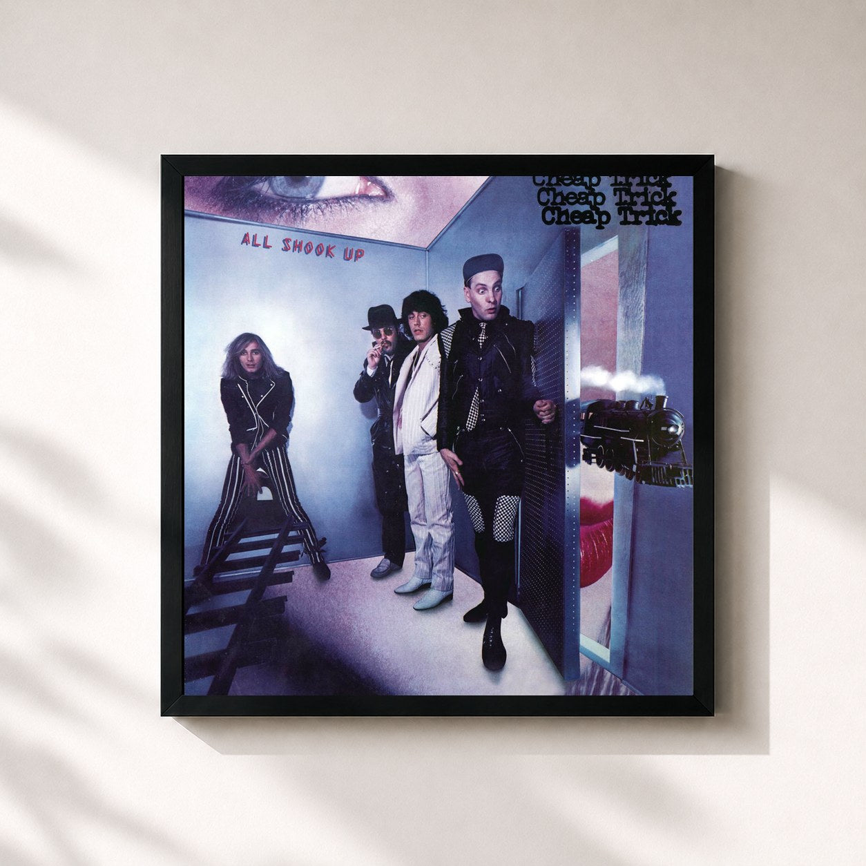 #noir Tableau carré de l'album All Shook Up de Cheap Trick, cadre noir 32x32 cm