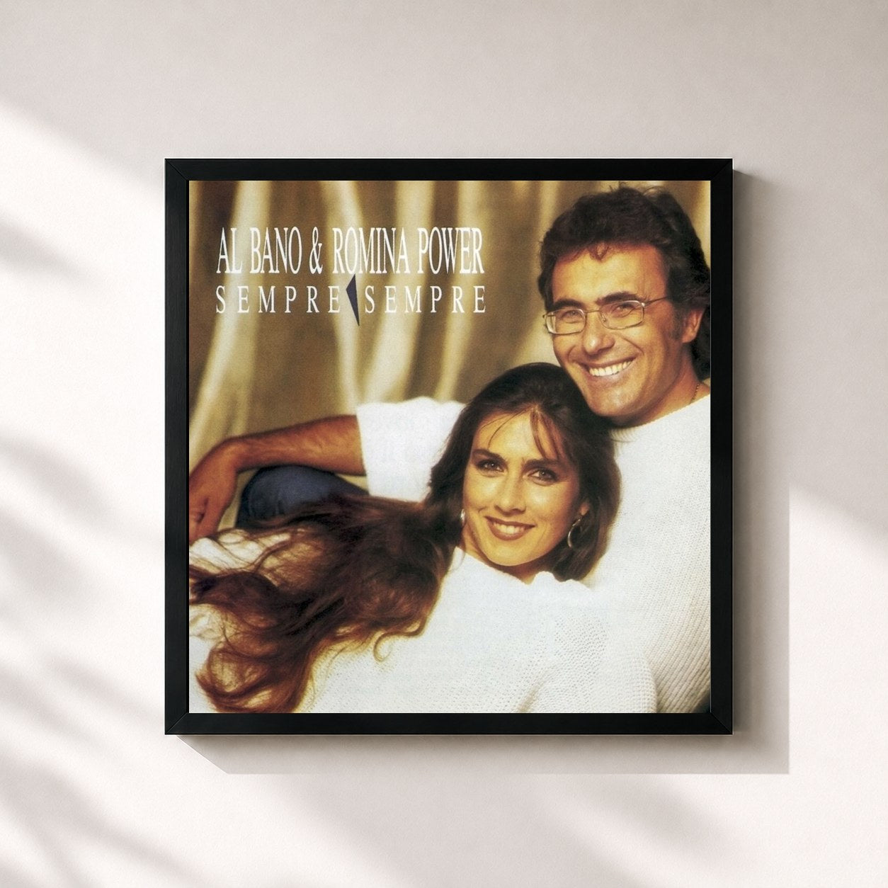 #noir Tableau carré de l'album Sempre Sempre de Al Bano, cadre noir 32x32 cm