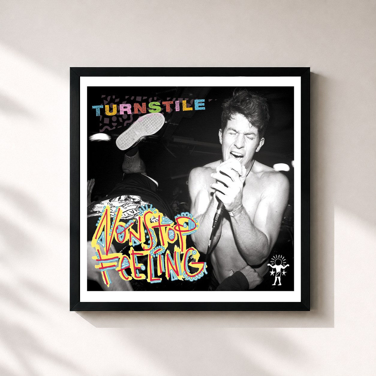 #noir Tableau carré de l'album Nonstop Feeling de Turnstile, cadre noir 32x32 cm