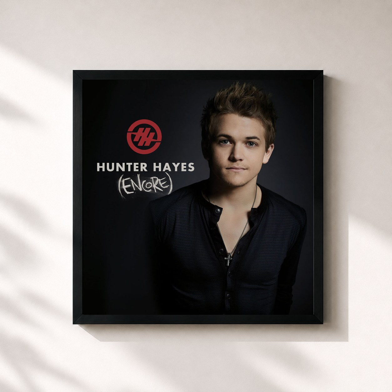 #noir Tableau carré de l'album Hunter Hayes (Encore) de Hunter Hayes, cadre noir 32x32 cm