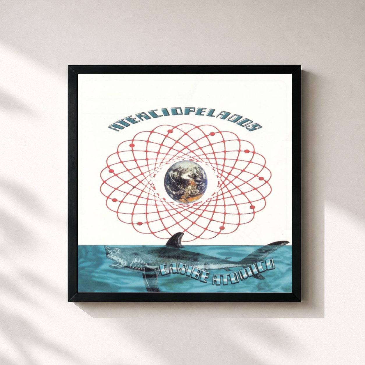 #noir Tableau carré de l'album Caribe Atomico de Aterciopelados, cadre noir 32x32 cm