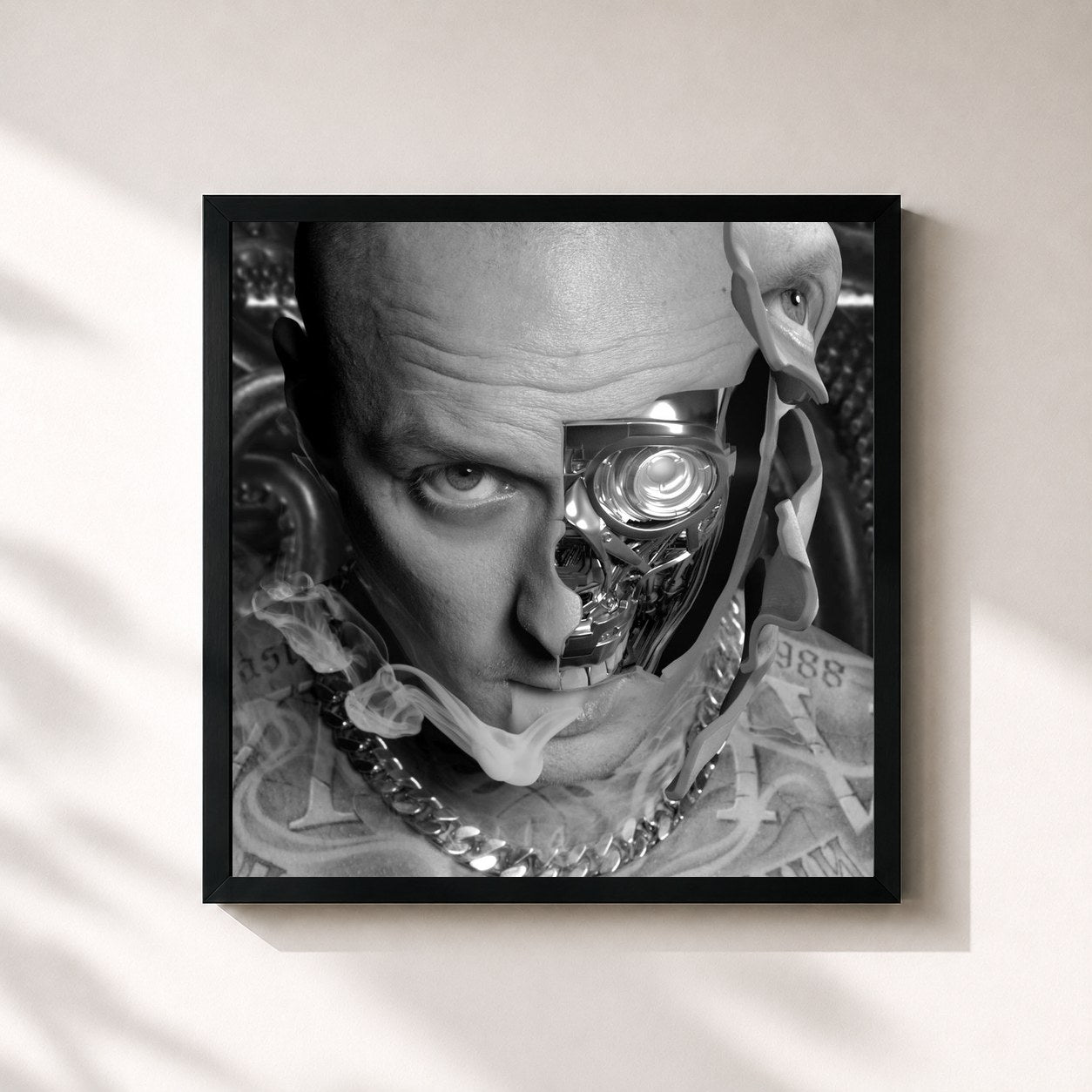 #noir Tableau carré de l'album UFOS ÜBERM BLOCK de Olexesh, cadre noir 32x32 cm