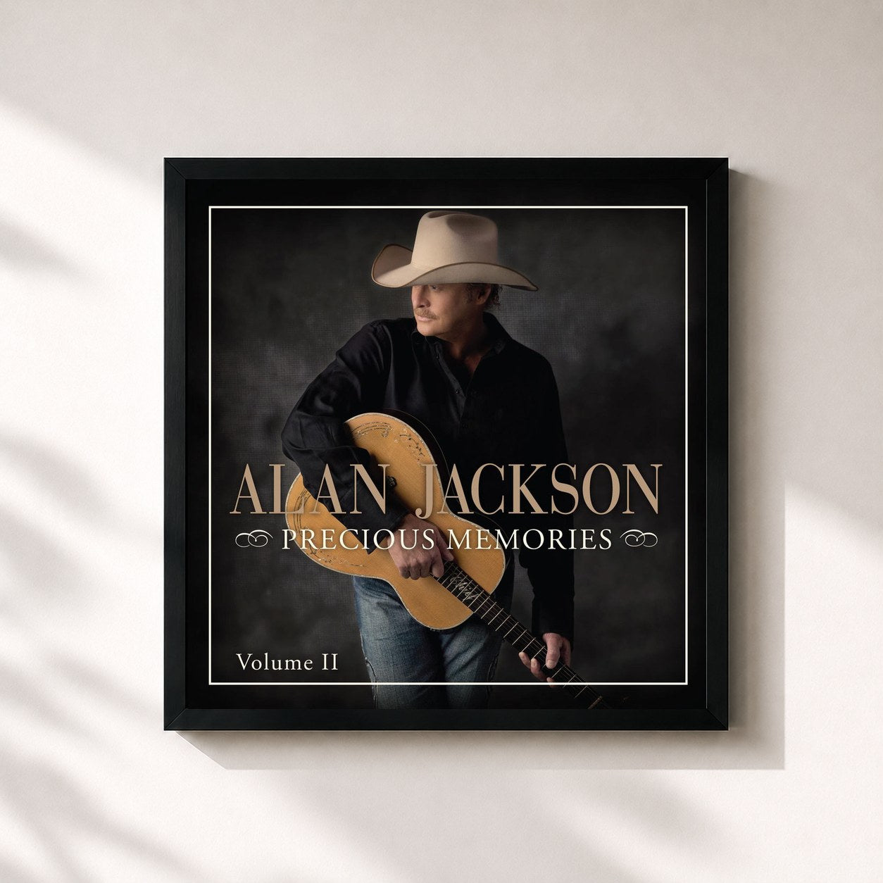 #noir Tableau carré de l'album Precious Memories: Vol. II de Alan Jackson, cadre noir 32x32 cm
