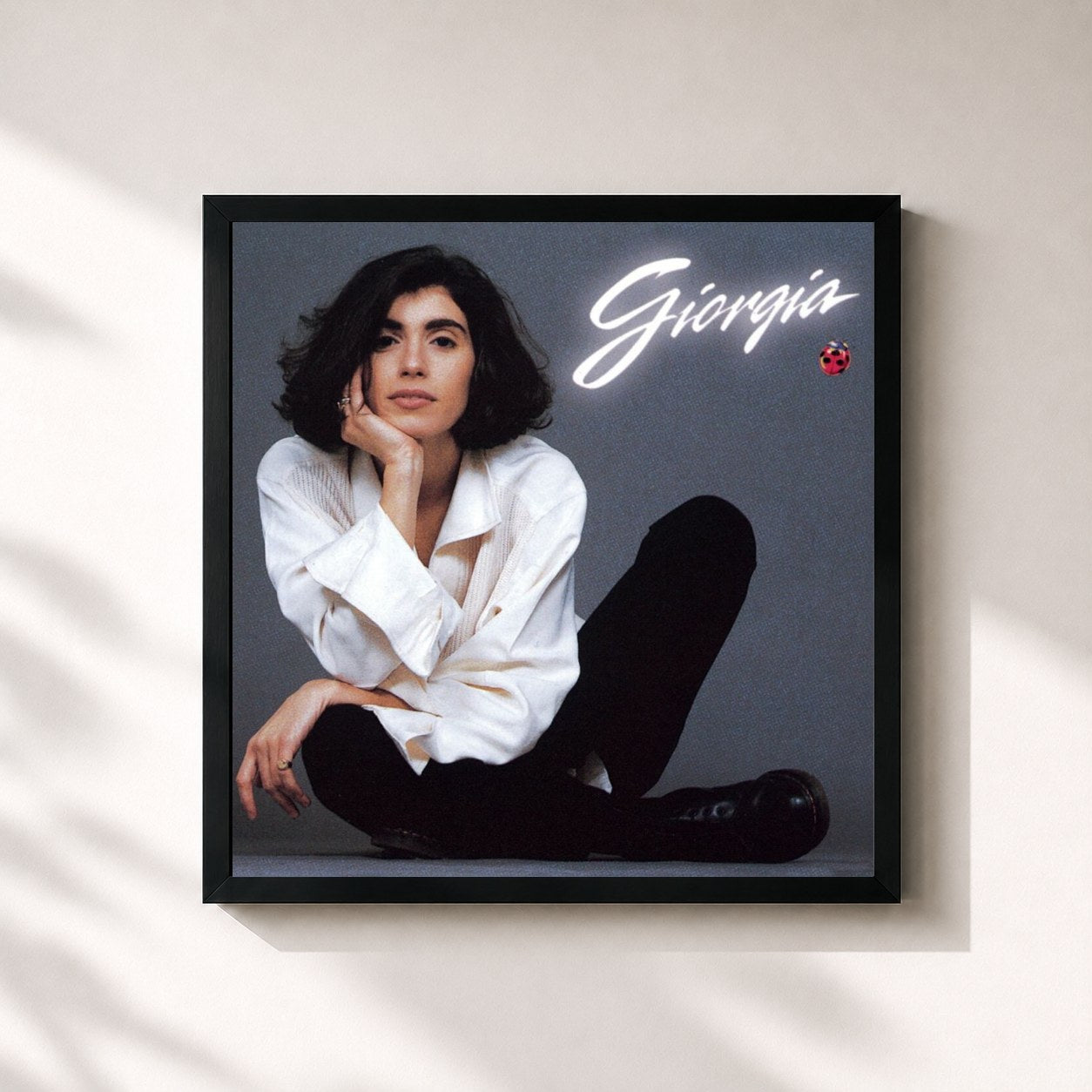 #noir Tableau carré de l'album Giorgia de Giorgia, cadre noir 32x32 cm