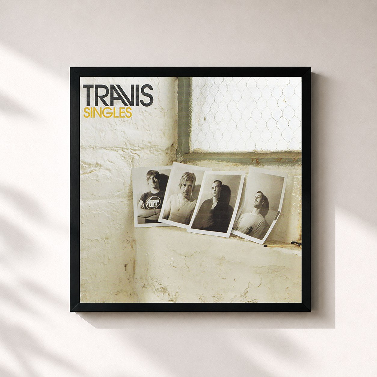 #noir Tableau carré de l'album Singles de Travis, cadre noir 32x32 cm