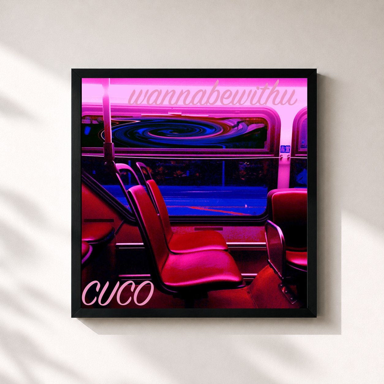 #noir Tableau carré de l'album wannabewithu de Cuco, cadre noir 32x32 cm