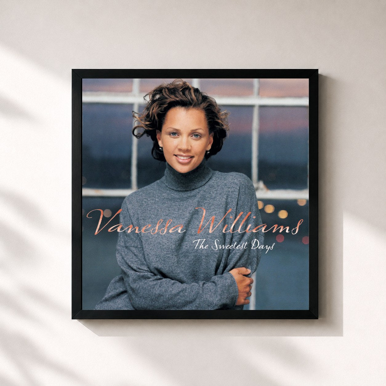 #noir Tableau carré de l'album The Sweetest Days de Vanessa Williams, cadre noir 32x32 cm