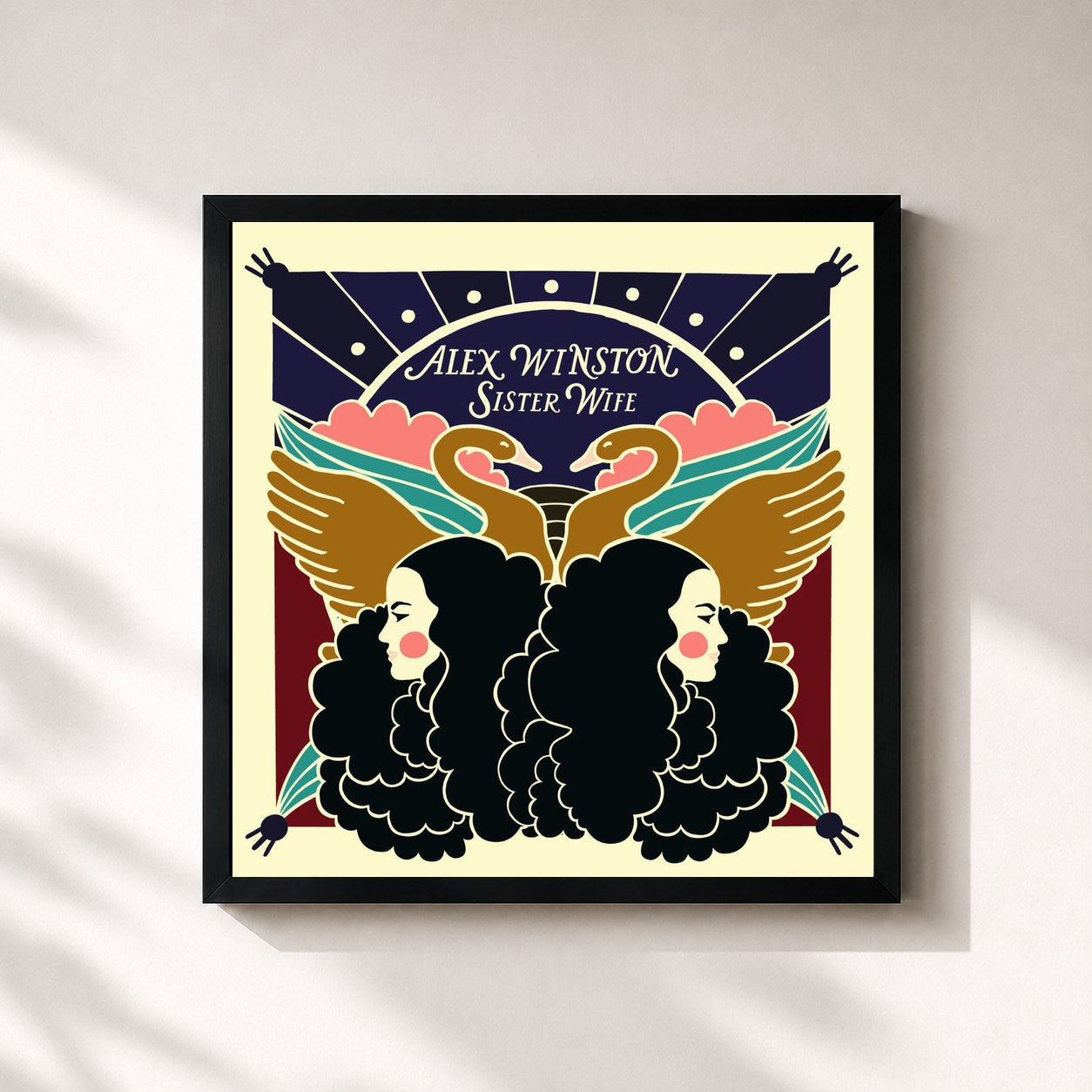 #noir Tableau carré de l'album Sister Wife de Alex Winston, cadre noir 32x32 cm