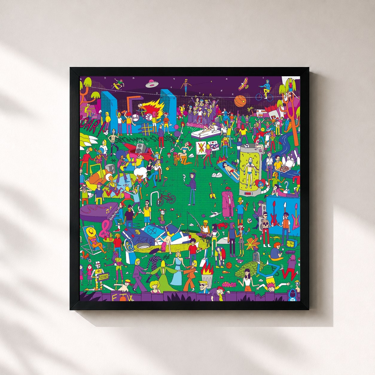 #noir Tableau carré de l'album c@ra++ere s?ec!@le de thasup, cadre noir 32x32 cm