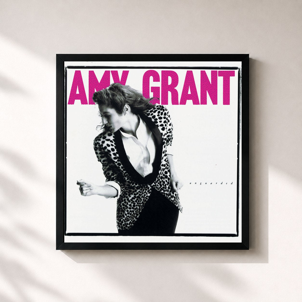 #noir Tableau carré de l'album Unguarded de Amy Grant, cadre noir 32x32 cm