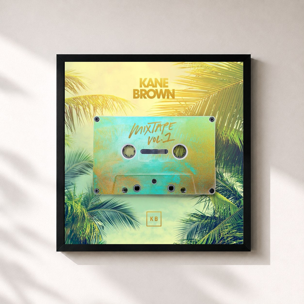 #noir Tableau carré de l'album Mixtape Vol. 1 - EP de Kane Brown, cadre noir 32x32 cm