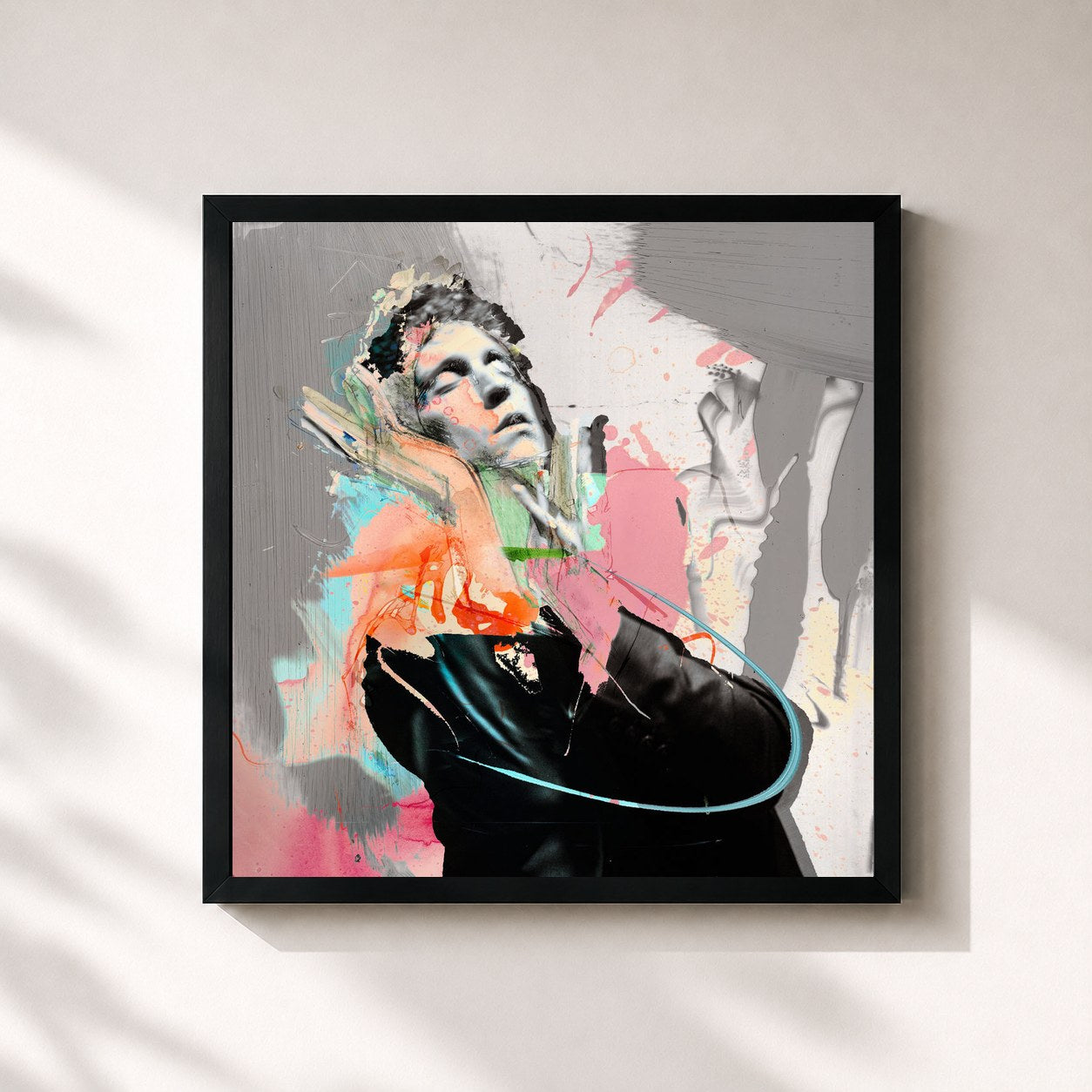 #noir Tableau carré de l'album (un-finished) de Rhodes, cadre noir 32x32 cm