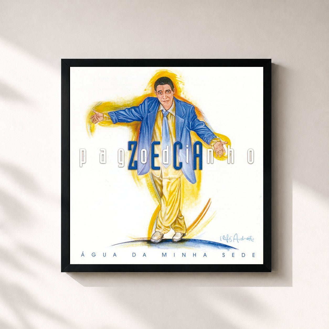 #noir Tableau carré de l'album Água Da Minha Sede de Zeca Pagodinho, cadre noir 32x32 cm