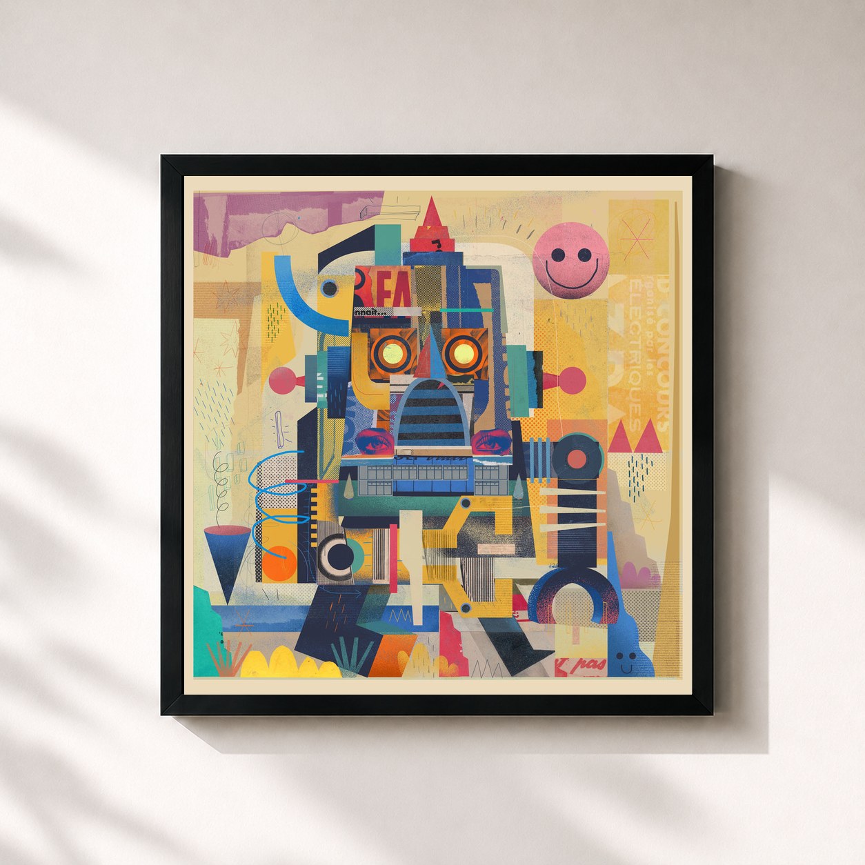 #noir Tableau carré de l'album Dusty House Mix de Caravan Palace, cadre noir 32x32 cm