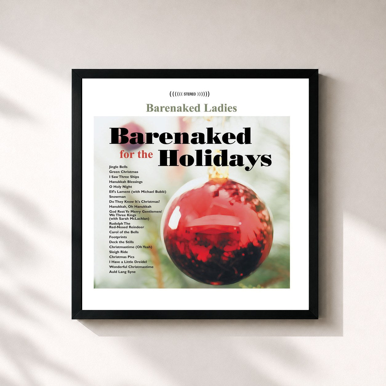 #noir Tableau carré de l'album Barenaked For The Holidays de Barenaked Ladies, cadre noir 32x32 cm