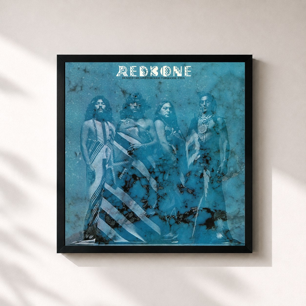 #noir Tableau carré de l'album Beaded Dreams Through Turquoise Eyes (Expanded Edition) de Redbone, cadre noir 32x32 cm