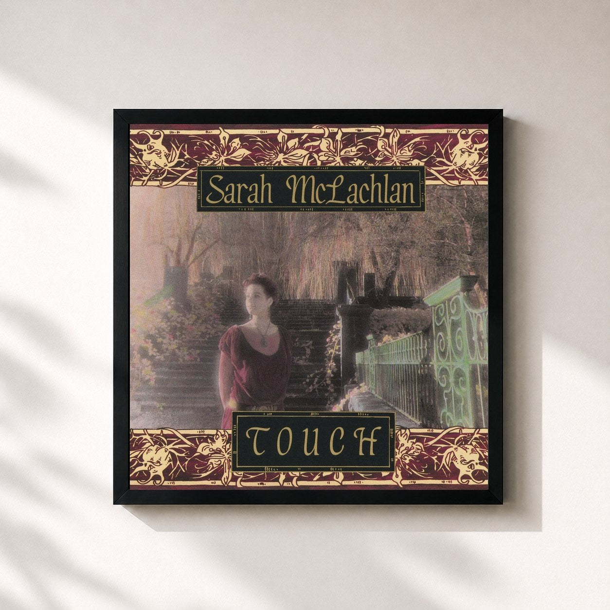 #noir Tableau carré de l'album Touch de Sarah McLachlan, cadre noir 32x32 cm