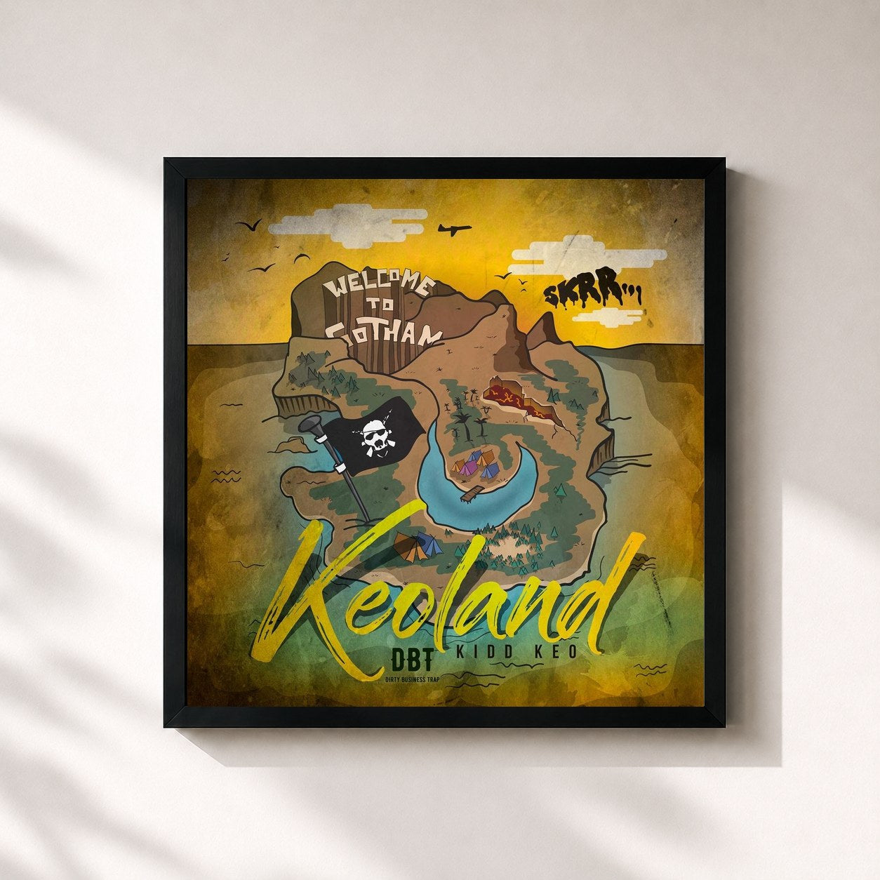 #noir Tableau carré de l'album Keoland de Kidd Keo, cadre noir 32x32 cm