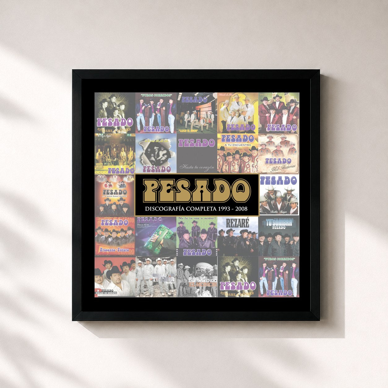 #noir Tableau carré de l'album Discografia Completa de Pesado, cadre noir 32x32 cm