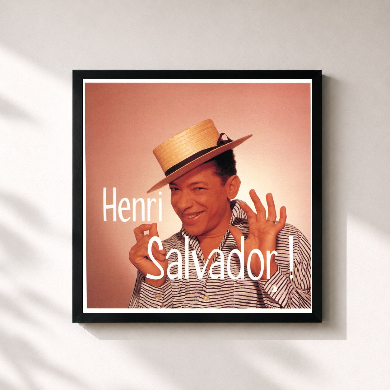 #noir Tableau carré de l'album Ses plus grandes chansons de Henri Salvador, cadre noir 32x32 cm