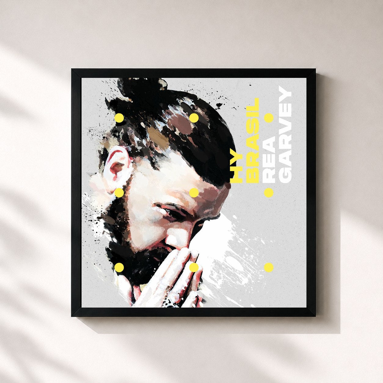 #noir Tableau carré de l'album Hy Brasil de Rea Garvey, cadre noir 32x32 cm