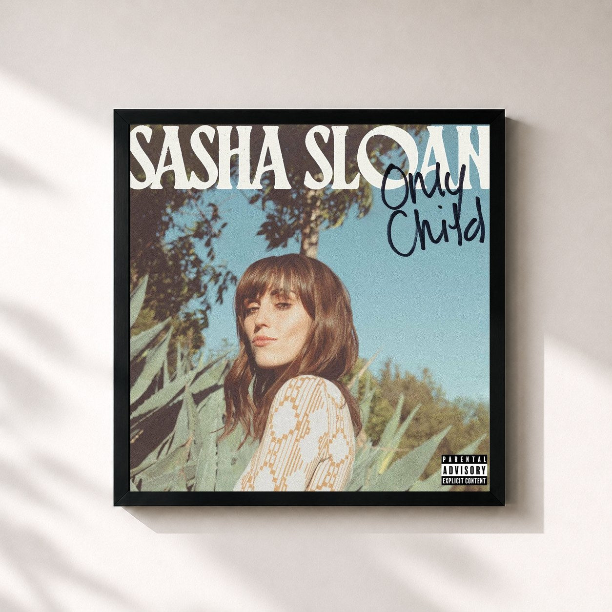 #noir Tableau carré de l'album Only Child de Sasha Alex Sloan, cadre noir 32x32 cm