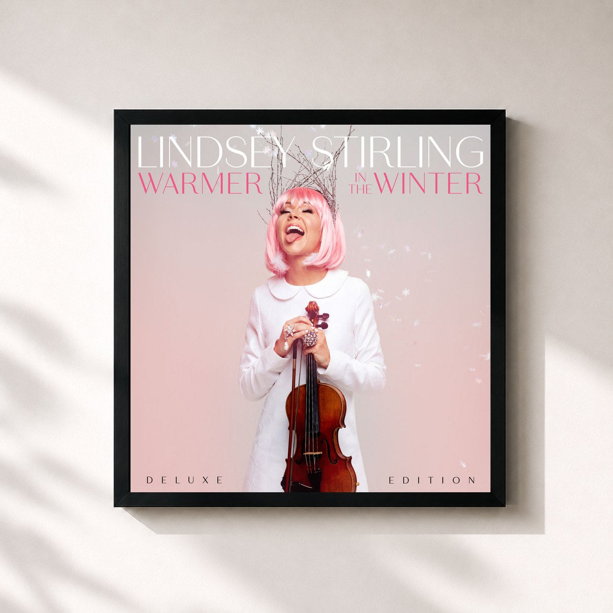 #noir Tableau carré de l'album Warmer In The Winter (Deluxe Edition) de Lindsey Stirling, cadre noir 32x32 cm