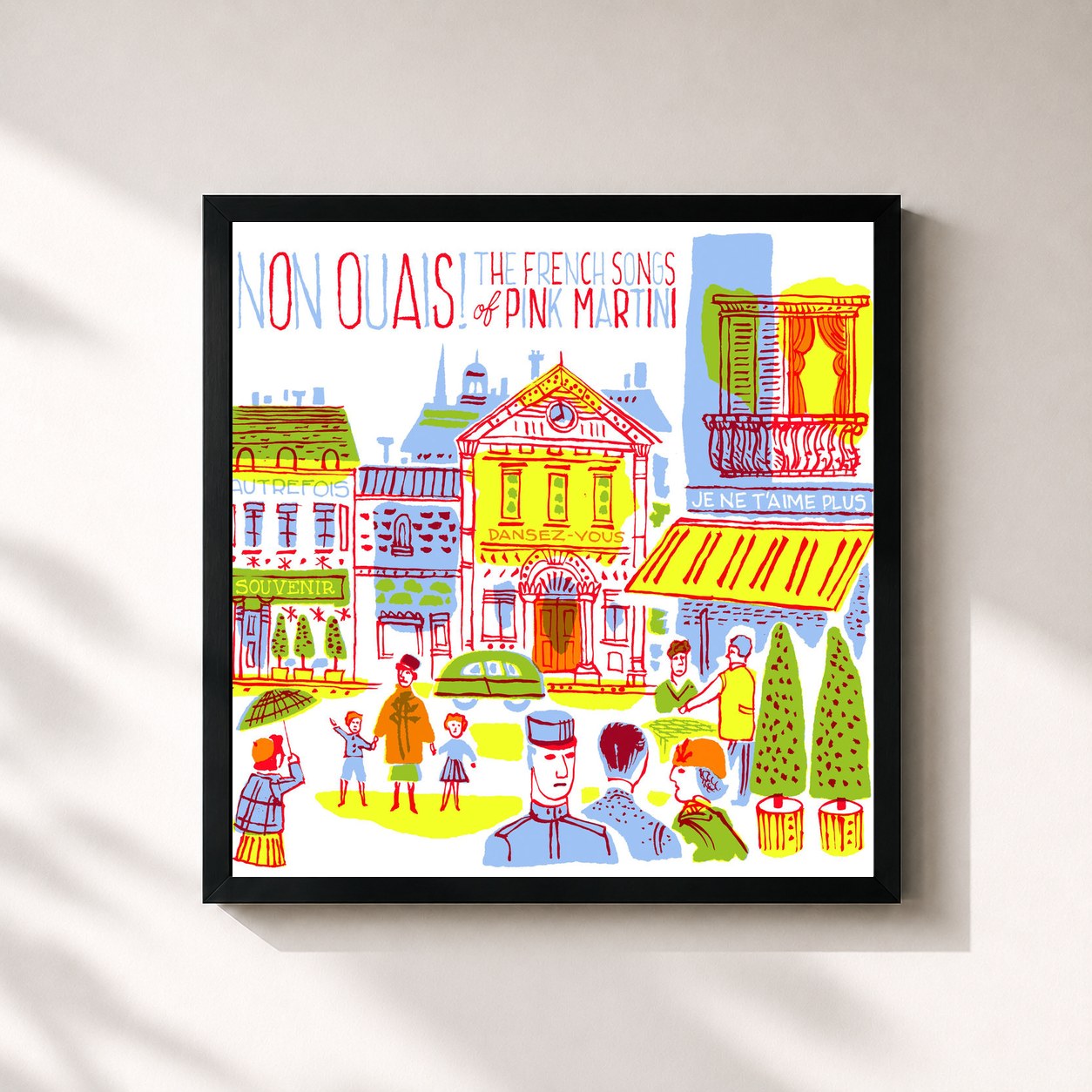#noir Tableau carré de l'album Non ouais ! de Pink Martini, cadre noir 32x32 cm