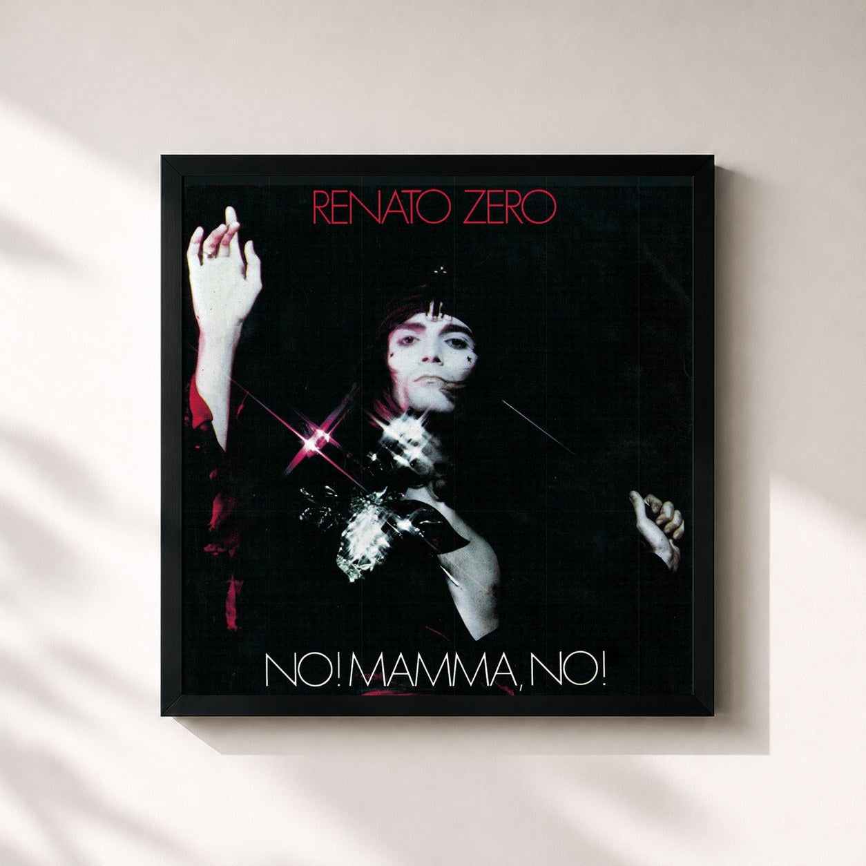 #noir Tableau carré de l'album No! Mamma No! de Renato Zero, cadre noir 32x32 cm