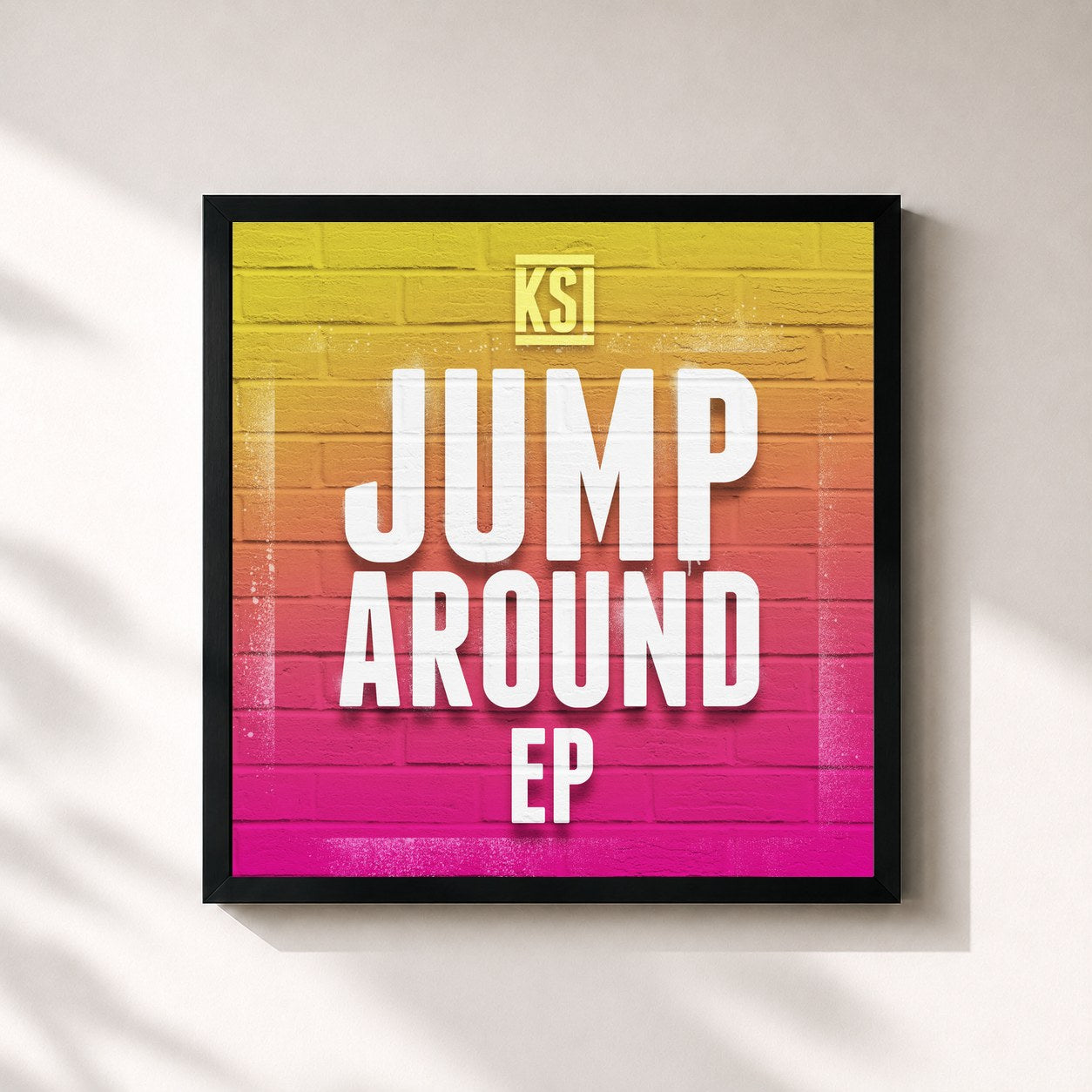 #noir Tableau carré de l'album Jump Around - EP de KSI, cadre noir 32x32 cm