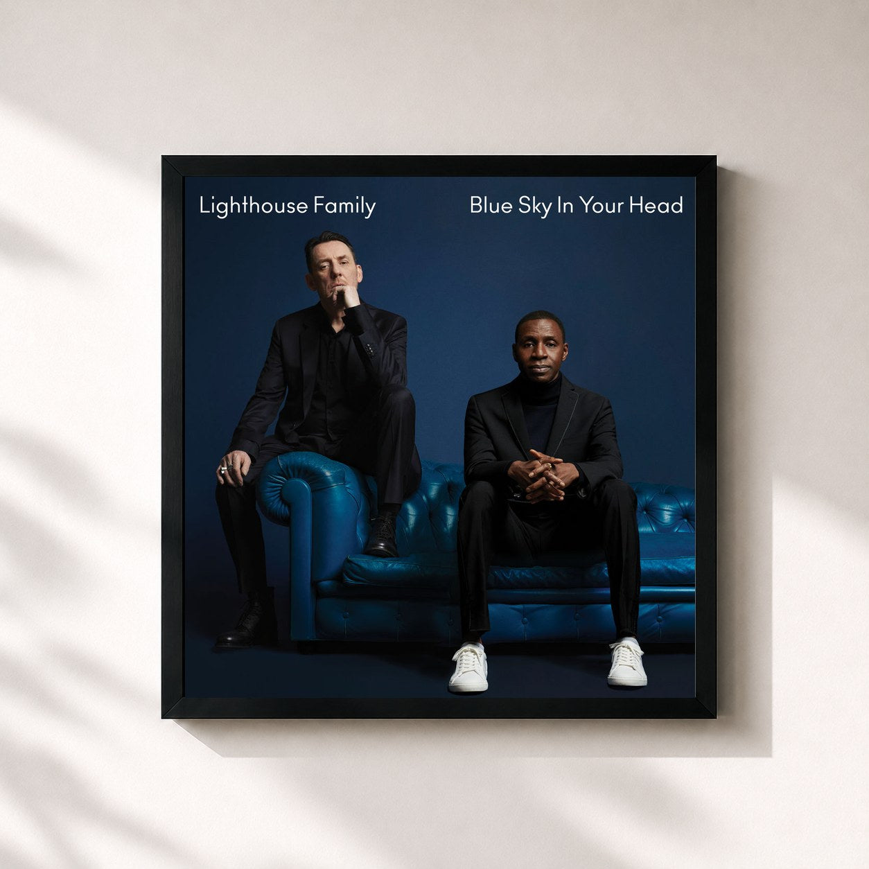 #noir Tableau carré de l'album Blue Sky In Your Head de Lighthouse Family, cadre noir 32x32 cm