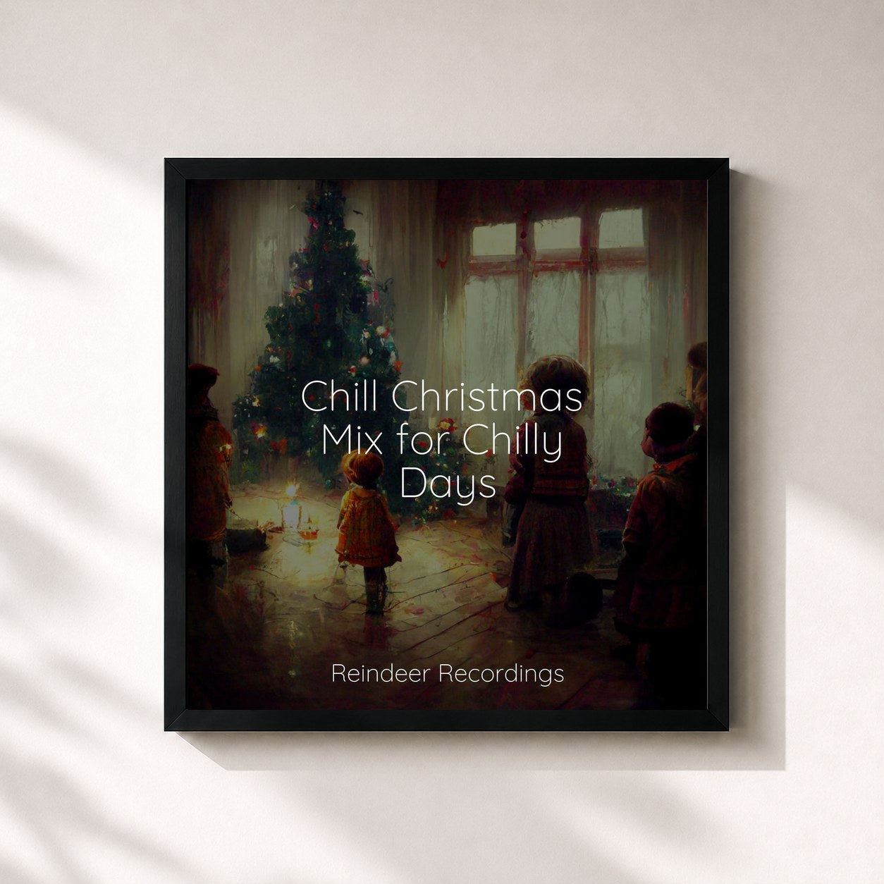 #noir Tableau carré de l'album Chill Christmas Mix for Chilly Days de Chansons de Noel, cadre noir 32x32 cm