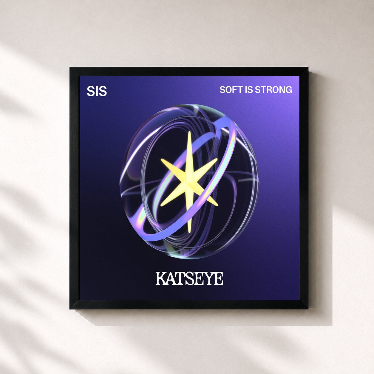 #noir Tableau carré de l'album SIS (Soft Is Strong) de KATSEYE, cadre noir 32x32 cm