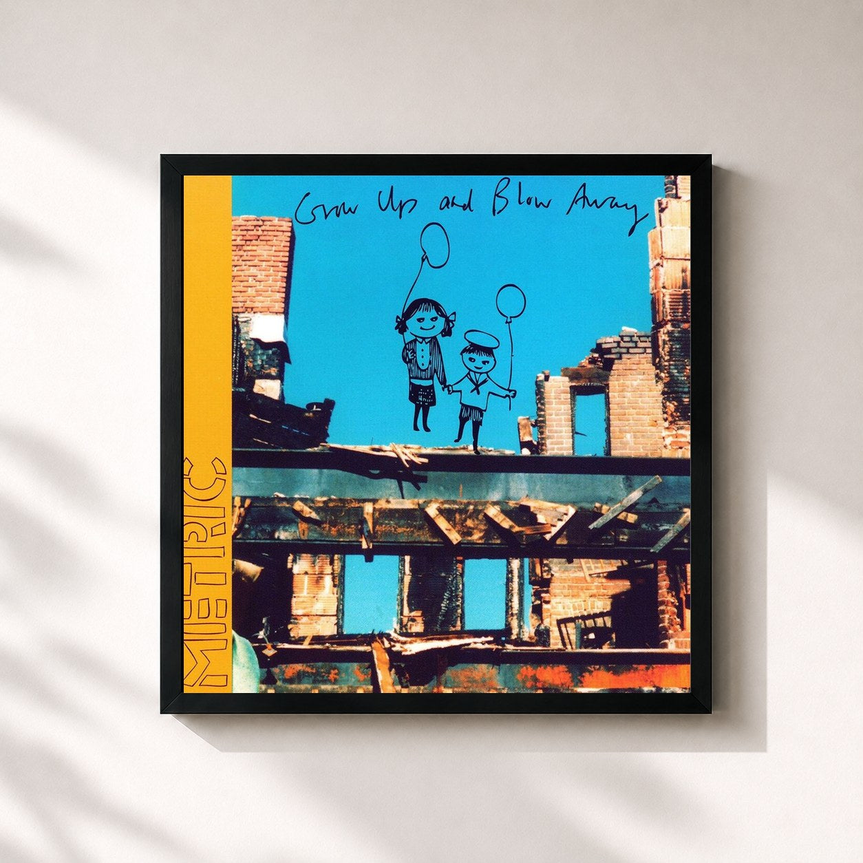 #noir Tableau carré de l'album Grow Up And Blow Away de Metric, cadre noir 32x32 cm