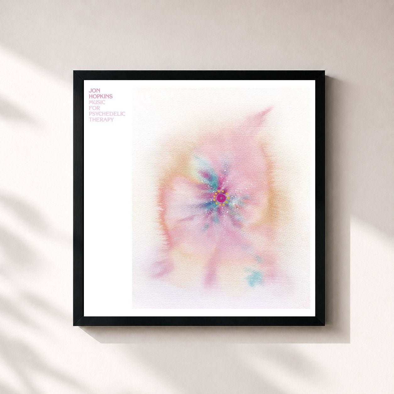 #noir Tableau carré de l'album Music For Psychedelic Therapy de Jon Hopkins, cadre noir 32x32 cm