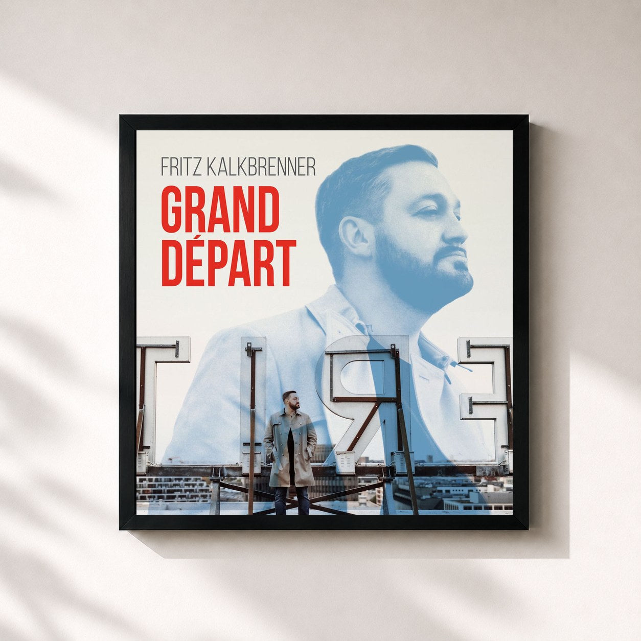 #noir Tableau carré de l'album Grand Départ de Fritz Kalkbrenner, cadre noir 32x32 cm