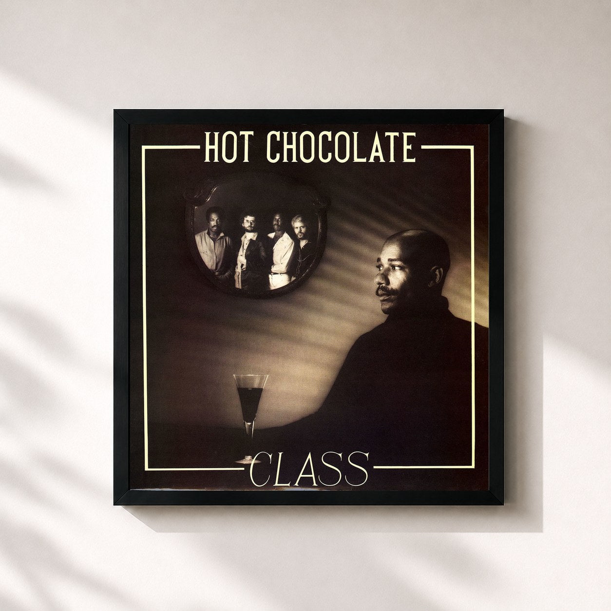 #noir Tableau carré de l'album Class de Hot Chocolate, cadre noir 32x32 cm