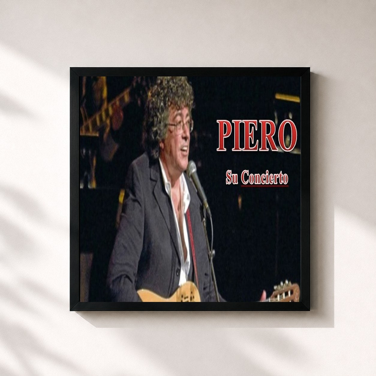 #noir Tableau carré de l'album Su Concierto de Piero, cadre noir 32x32 cm