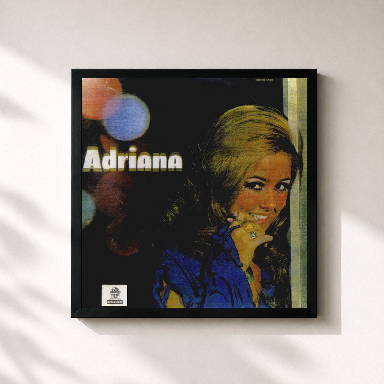 #noir Tableau carré de l'album 1970 de Adriana, cadre noir 32x32 cm