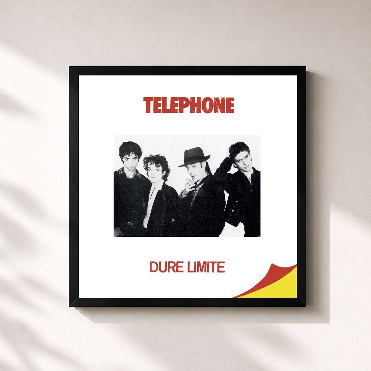 #noir Tableau carré de l'album Dure limite (Remasterisé en 2015) de Telephone, cadre noir 32x32 cm